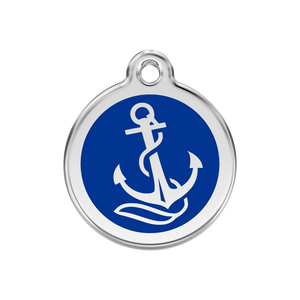 Anchor Navy roestvrijstalen hondenpenning medium/gemiddeld dia. 3 cm - RedDingo