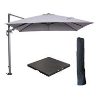 Garden Impressions Hawaii zweefparasol 3x3m l. grijs met voet en hoes