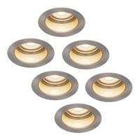 Set van 6 Mesa LED inbouwspots verzonken - 4 Watt 345 lumen - 2700K Warm wit - GU10 - Dimbaar - Rond - IP65 Waterdicht - RVS - Anti-glare