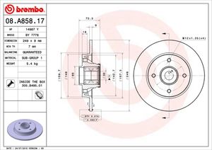 Remschijf BREMBO, Remschijftype: Massief, u.a. für Citroën, Peugeot, DS