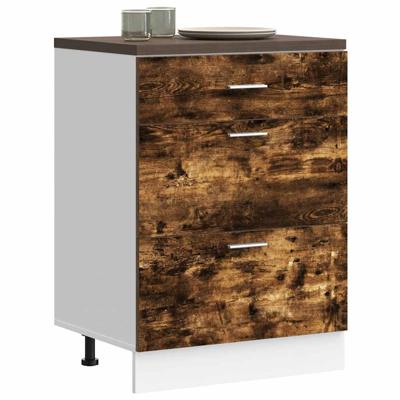 Keuken onderkast bewerkt hout gerookt eikenkleurig