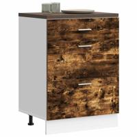 Keuken onderkast bewerkt hout gerookt eikenkleurig