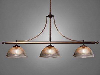 Grote hanglamp glas Peloponessos antiek messing geribeld glas