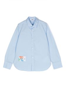 MSGM Kids chemise en coton à logo imprimé - Bleu