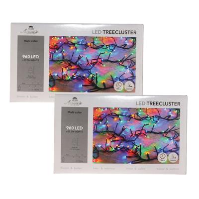 Clusterverlichting - 2x - 960 led lampjes - gekleurd - 1250 cm - lichtsnoer - kerstlampjes