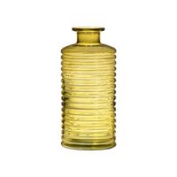 Glazen stijlvolle bloemenvaas transparant geel D9.5 en H21.5 cm - Vazen - thumbnail