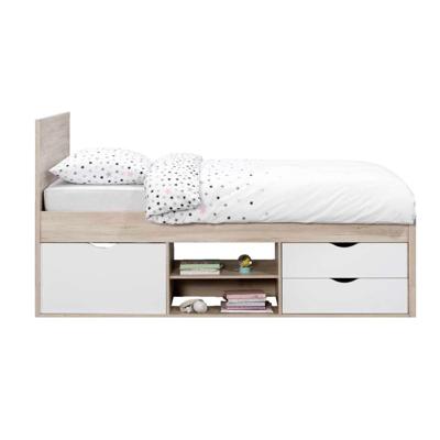 Leen Bakker - Bed Tempo Incl. Bedverhoger - Eikenkleur - 90x200 Cm - Spaanplaat - Bruin
