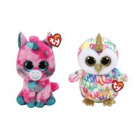 Ty - Knuffel - Beanie Buddy - Gumball Unicorn & Enchanted Owl