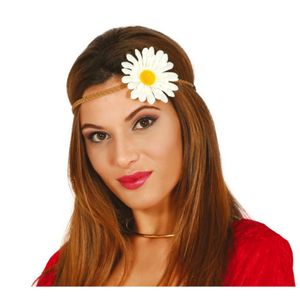 Verkleed haarband met bloem - wit - meisjes/dames - Hippie/flower Power