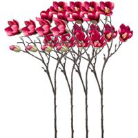 Kunstbloem Magnolia tak - 4x - 65 cm - dieproze - Kunst zijdebloemen