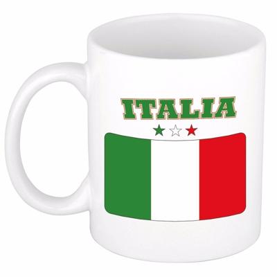 Koffiemok - beker - met Italiaanse vlag print - 300 ml - Landen - feestartikelen Italie Koffiemok - beker - met Italiaanse vlag print - 300 ml - Landen - feestartikelen Italie