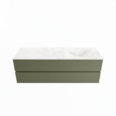 MONDIAZ VICA-DLUX 150cm badmeubel onderkast Army 2 lades. Inbouw wastafel CLOUD rechts zonder kraangat, kleur Ostra.