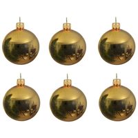 6x Glazen kerstballen glans goud 8 cm kerstboom versiering/decoratie   -