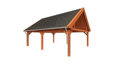 Trendhout Overkapping Zadeldak XXL 785x700 cm- Zadeldak- Onbehandeld lariks Douglas hout- Trendhout