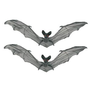 2x stuks horror decoratie vleermuis grijs 50 cm