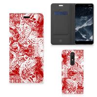 Mobiel BookCase Nokia 5.1 (2018) Angel Skull Rood
