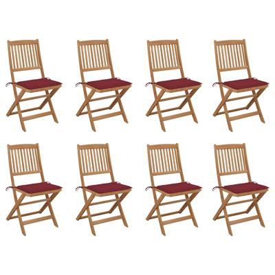 Tuinstoelen 8 st inklapbaar met kussens massief acaciahout