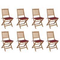 Tuinstoelen 8 st inklapbaar met kussens massief acaciahout