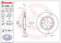 Remschijf BREMBO, Remschijftype: Binnen geventileerd, u.a. für Citroën, Peugeot, DS, Opel - thumbnail