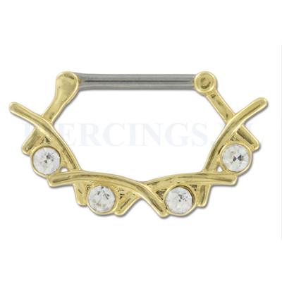 Tepelpiercing klik goudkleurig lauwerkrans