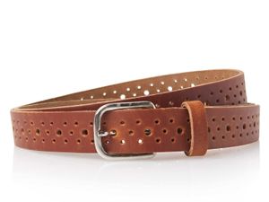 Timbelt Leren Gaatjes Riem Cognac