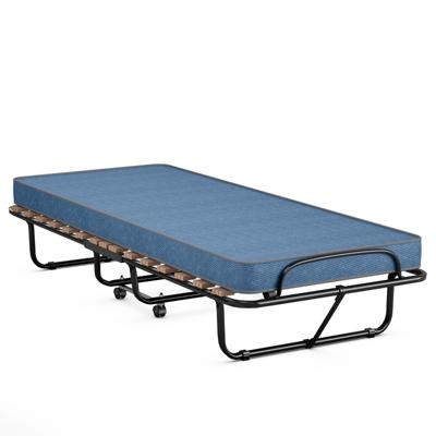 80 x 190 cm Logeerbed met Matras van Traagschuim Inklapbaar Eenpersoonsbed Stabiel Metalen Bed Gemaakt in Italië (Blauw)