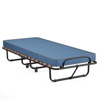 80 x 190 cm Logeerbed met Matras van Traagschuim Inklapbaar Eenpersoonsbed Stabiel Metalen Bed Gemaakt in Italië (Blauw)