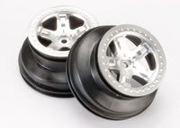 Wheels, sct satin chrome, beadlock style, dual profile (2.2" outer, 3.0" inner) (rear)