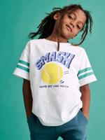 Sportshirt voor jongens met tennismotief wit