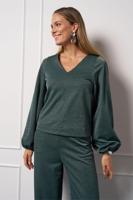 Studio Anneloes Claudina Sparkle Top 13327 T-shirt Lange Mouw 7801 Bottle Green/silver Studio Anneloes Claudina Sparkle Top 13327 T-shirt Lange Mouw 7801 Bottle Green/silver