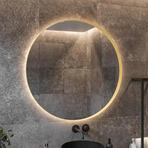 Spiegel AquaSplash Star Rond met LED 80 cm Mat Goud Aquasplash