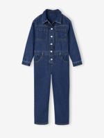Jumpsuit van denim in workerstijl voor meisjes middenblauw