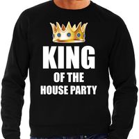 Koningsdag sweater King of the house party zwart voor heren - thumbnail