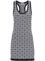 Miu Miu robe courte à logo en jacquard - Gris