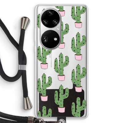 Cactus Lover: Huawei P50 Pro Transparant Hoesje met koord