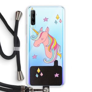Roze eenhoorn: Huawei P Smart Pro Transparant Hoesje met koord