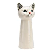 Vaas Kat Hoofd van Keramiek, Wit (B/H/D) 15x28x11cm