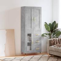 Hoge kast 69,5x34x180 cm bewerkt hout betongrijs