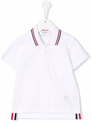 Thom Browne Kids polo en coton à manches courtes - Blanc