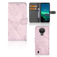 Nokia 1.4 Bookcase Marble Pink - Origineel Cadeau Vriendin