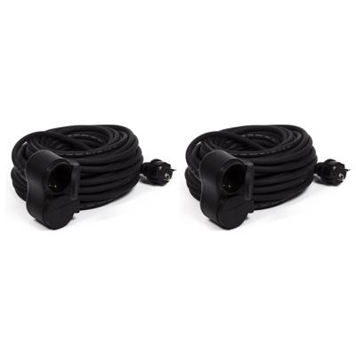 Verlengsnoer rubber - 2x - 20 meter - spatwaterdicht IP44 - 3500W - 3-polig