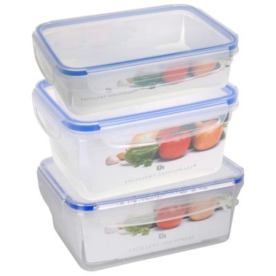 Vershoudbakje - transparant - kunststof - set 3x - Luchtdicht afgesloten