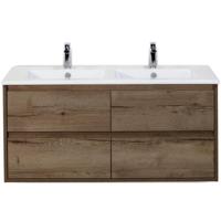 Porto Badmeubelset 120 cm - 4 Laden Tabacco - Keramische Wastafel Wit Slim