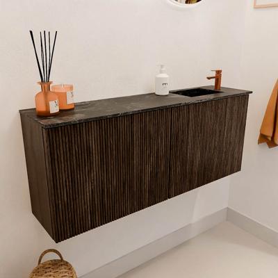 Toiletmeubel Mondiaz Joya Dlux | 100 cm | Meubelkleur Walnut | Faye wastafel Lava Wasbak Rechts | 1 kraangat