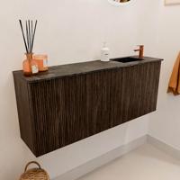 Toiletmeubel Mondiaz Joya Dlux | 100 cm | Meubelkleur Walnut | Faye wastafel Lava Wasbak Rechts | 1 kraangat