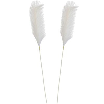 Pluimgras losse steel/tak - 2x - zachtgeel - 104 cm - Decoratie kunst pluimen