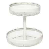 5Five Fruitschaal/fruitmand 2-laags model Double Fruit - metaal - D30 x H31 cm - wit - rond