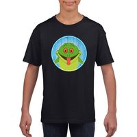 T-shirt kikker zwart kinderen - thumbnail