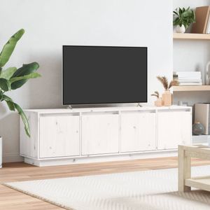 Tv-meubel 156x37x45 cm massief grenenhout wit