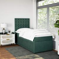 Boxspring met matras fluweel donkergroen 80x200 cm